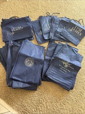 Tom James Navy Pinstripe Garment Bags - Lot
